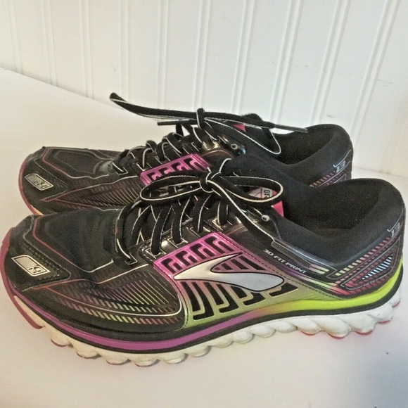 Brooks Bros Sz 9.5 Womens Black Purple Pink 3D Fit - Picture 3 of 6